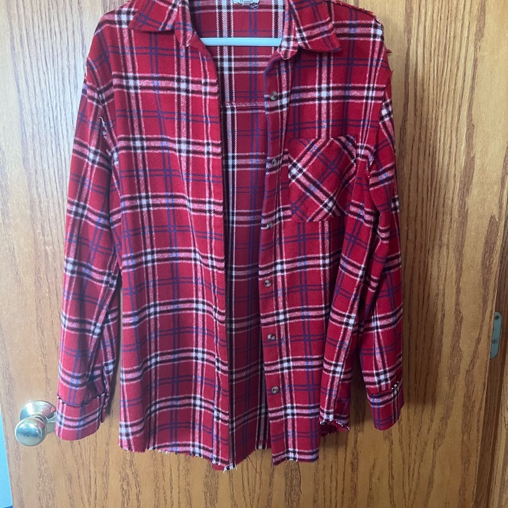 LA MIEL Red Plaid Button Down Shirt